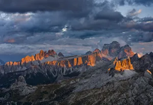The dolomites in the Veneto. Monte Pelmo, Croda da Lago, Averau, Nuvolau and Ra Gusela