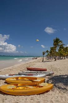 Images Dated 7th March 2011: Dominican Republic, Punta Cana, Higuey, Bavaro, Bavaro Beach, kayaks