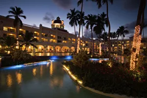 West Indies Prints: Dominican Republic, Punta Cana Region, Bavaro, Iberostar Grand Hotel, Pool View, evening