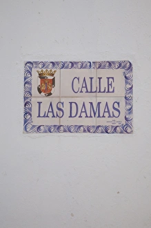 Images Dated 21st December 2009: Dominican Republic, Santo Domingo, Zona Colonial, sign for Calle Las Damas, first