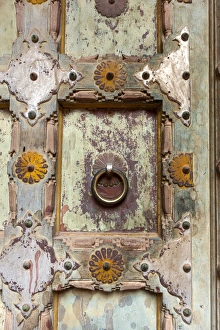 South Asia Prints: Door detail. Mehrangarh Fort. 10th century. Jodhpur. Rajasthan. India