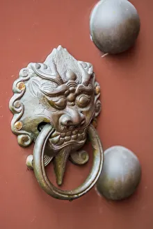 Hong Kong Prints: Door knocker at Che Kung Temple, Tai Wai, Hong Kong, China