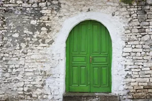 Albania Prints: Door of an old house, Berat, Albania
