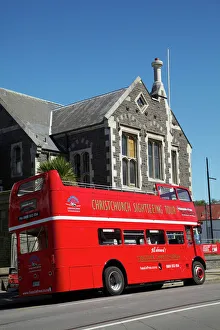 Christchurch Prints: Double decker bus tour and Arts Centre, Christchurch, Canterbury, South Island, New