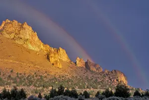 Natural Beauty Prints: Double rainbow over a rock formation near Smith Rocks State Park