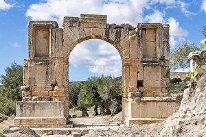 Dougga Prints: Dougga, Beja, Tunisia. Alexander Severus triumphal arch at the Roman ruins