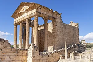 Roman Prints: Dougga, Beja, Tunisia. The Capitol Temple at the Roman ruins