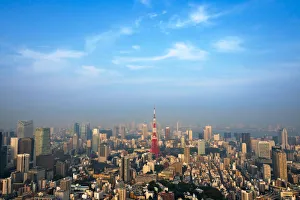 Skyscrapers Prints: Downtown skyline dominated by Tokyo Tower, Tokyo, Japan