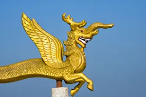 Golden Temple Prints: Dragon statue in Golden Temple, the largest Theravada Buddhist temple in Bangladesh