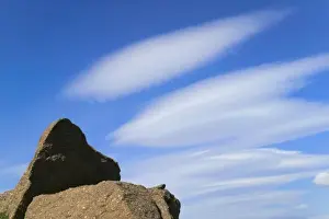 Images Dated 24th April 2009: Dramatic clouds over rock, Torres del Paine National Park, Patagonia, Chile