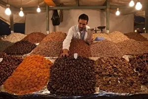 Images Dated 9th June 2009: Dried Fruit & Nut Vendor Djemaa el-Fna (the square), Marrakesh, Morocco
