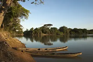 Rupununi Prints: Dugout Canoe Yupukari Amerindian Village Rupununi GUYANA South America