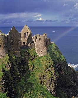 Hill Top Prints: Dunluce Castle on the Antrim Coast in Co. Antrim in Northern Ireland has the pot