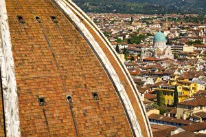 Rooftop Prints: Detail of The Duomo dome from Giottos Bell Tower (Campanile di Giotto), Florence