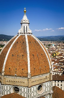 Downtown Prints: The Duomo from Giottos Bell Tower (Campanile di Giotto), Florence, Tuscany, Italy