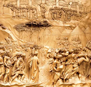Images Dated 18th August 2022: Duomo Santa Maria del Fiore. Golden decorations on the East Door or Gates of Paradise by Lorenzo Ghiberti
