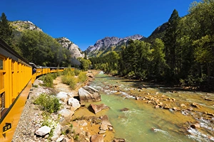 The Durango & Silverton Narrow Gauge Railroad on the Animas River, San Juan National Forest