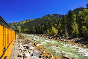 Durango & Silverton Narrow Gauge Railroad on the Animas River, San Juan National Forest