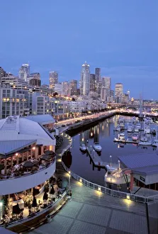 City Light Prints: Dusk on Bell Harbor in Seattle, Washington
