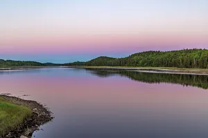 Images Dated 2023: Dusk colors the Machias River in Machias, Maine, USA