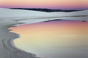 Images Dated 19th November 2006: Dusk sky reflected in pool of water from recent rains, White Sands National Monument