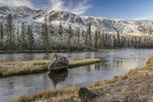 Early autumn snow along Madison River, Yellowstone National Park, Wyoming Early autumn snow along Madison River, Yellowstone National Park, Wyoming