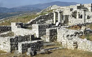 Early Christian art. Byllis Archeological Site. Ruins of the cathedral, built in IV century a