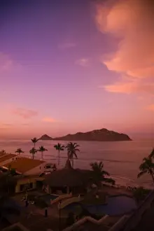 Sinaloa Prints: Early morning light, aerial view of Deer Island from Golden Zone Hotel, Mazatlan