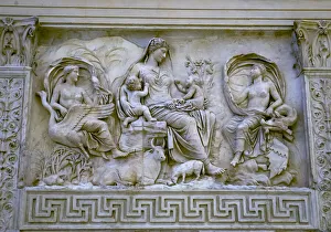 Empire Prints: Earth Mother Roman Goddess Statue Ara Pacis Altar of Augustus Peace, Rome, Italy