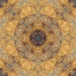 Earth Tone Prints: Earth tone and blue kaleidoscope abstract