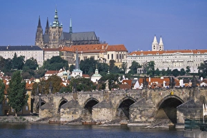 Horizon Over Land Prints: Eastern Europe, Czech Republic, Prague, St. Charles Bridge across the Vltava River