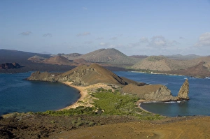 Cove Prints: Ecuador, Galapagos, Bartolome, Sullivan Bay. Iconic landmark formation, Pinnacle Rock