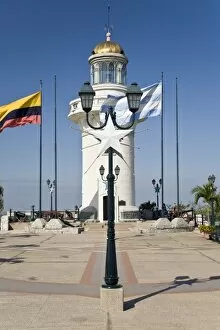 Ecuador, Guayaquil. The lighthouse atop the hill at Barrio Las PeA as is a popular