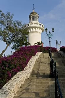 Images Dated 13th July 2007: Ecuador, Guayaquil. The lighthouse sits atop the Cerro de Santa Anna, just north of the Malecon