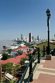 Ecuador, Guayaquil. Overlooking the river and the city from Cerro de Santa Anna