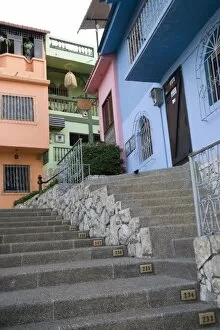 Ecuador, Guayaquil. The stairway leading from the Malecon to the Las PeA as hill top