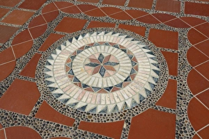 Pichincha Prints: Ecuador, Pichincha, Quito. Geometric tile floor, Rincon de Puembo, Manuel Burbano