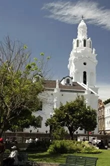 Ecuador, Quito. One of the many historical churches concentrated in Quitos old town