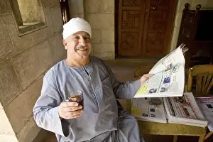 Cairo Prints: Egypt, Cairo. Doorkeeper and greeter of the Coptic Christian Hanging Church in Old