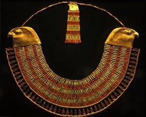 Egypt, Cairo, Gold and fiance beaded necklace, Tomb of Tutankhamun, Cairo Museum