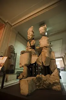 Cairo Prints: Egypt, Cairo. Statues in main hall of the Egyptian Museum of Antiquities