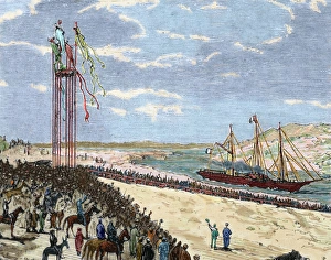 Navigate Prints: Egypt. Isthmus of Suez. Arrival of the Eagle to Ismalia