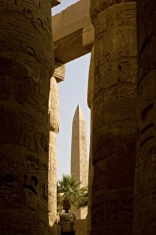 Hieroglyphic Prints: Egypt, Luxor. An obelisk is seen from within