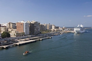 Images Dated 9th May 2009: Egypt, Mediterranean Sea, Port Said. Cruise Ship pier and port area