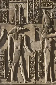 Egypt Prints: Egypt, Pom Ombo. Sidelight makes the hieroglyphics stand out in strong relief