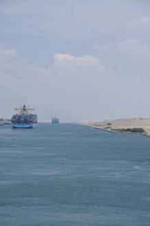 Images Dated 9th May 2009: Egypt, Suez Canal. Typical canal views, ship transiting canal