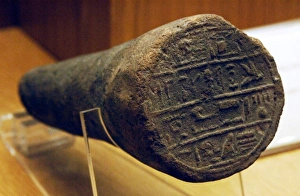 Images Dated 25th August 2007: Egyptian art. Funerary Cone with stamped inscription on the base in hieroglyphic writing