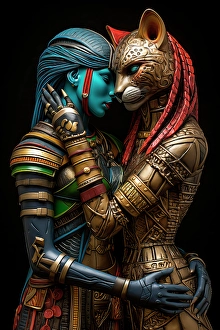 Romantic Prints: Egyptian gods in romantic embrace