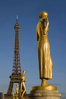 Eiffel Tower, statue at the Palais de Chaillot, Paris, France