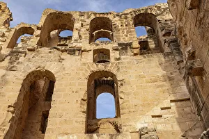 Roman Prints: El Jem, Mahdia, Tunisia. Amphitheater of the Roman ruins at El Jem